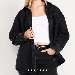 Old Navy Boyfriend Black Denim Button Down Shirt